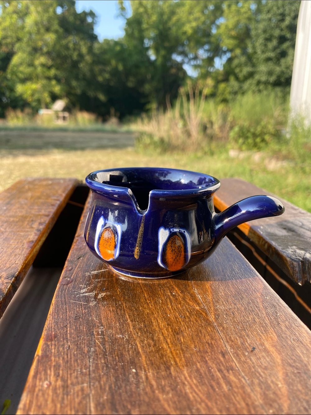 Ceramic Butter/Sauce Warmer Pouring Bowl in Deep Cobalt Blue 2" X 2.5"